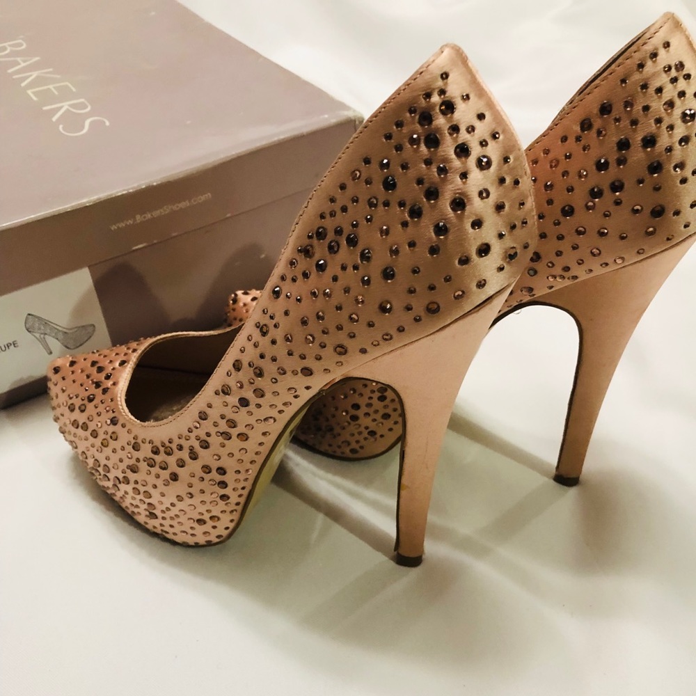 Cute Women’s Blush High Heels w/ Rhinestones